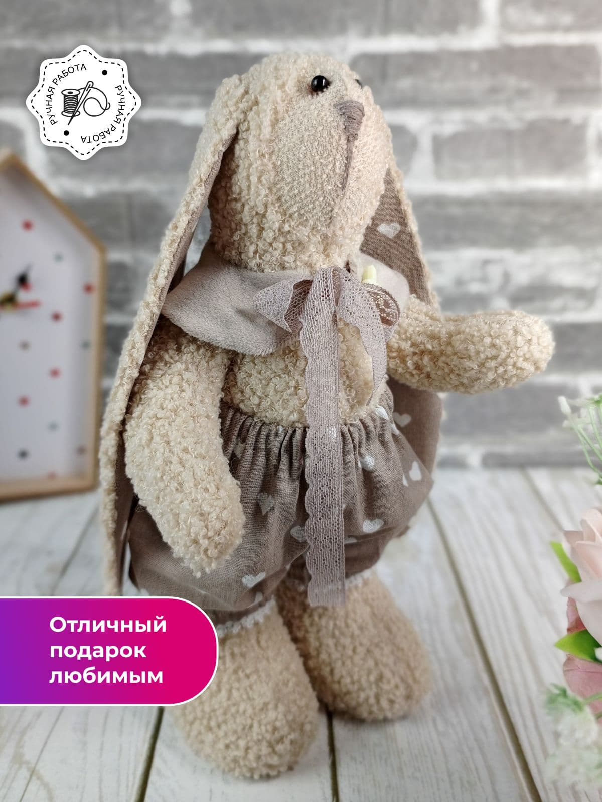 Мягкая игрушка ручной работы Зайка Бонни, 33 см. - продано ручной работы, дополнительное фото 2